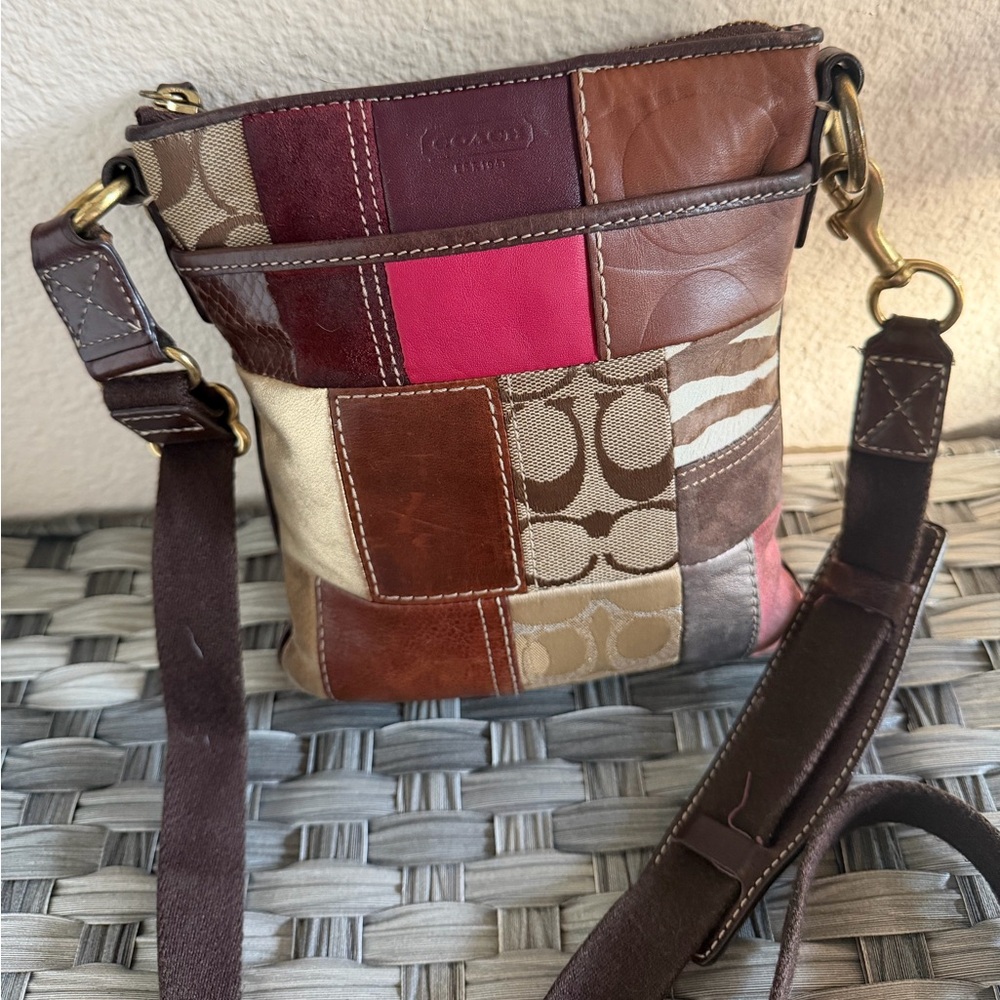 Coach Patchwork Crossbody Swingpack – Multicolor Leather & Suede Mix - Picture 13 of 16